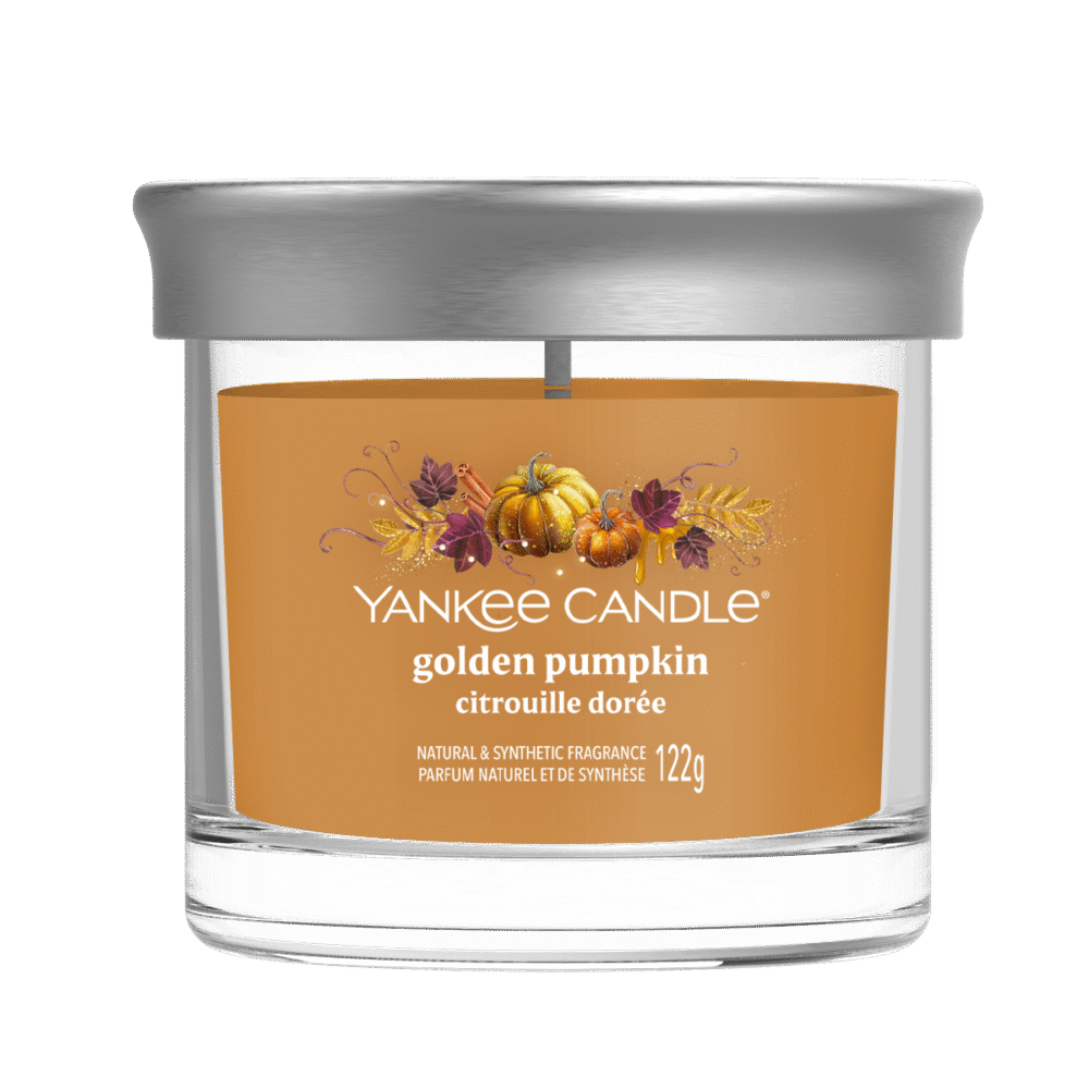 Yankee Candle med doft av gyllene pumpa, 122g, höstdekoration.