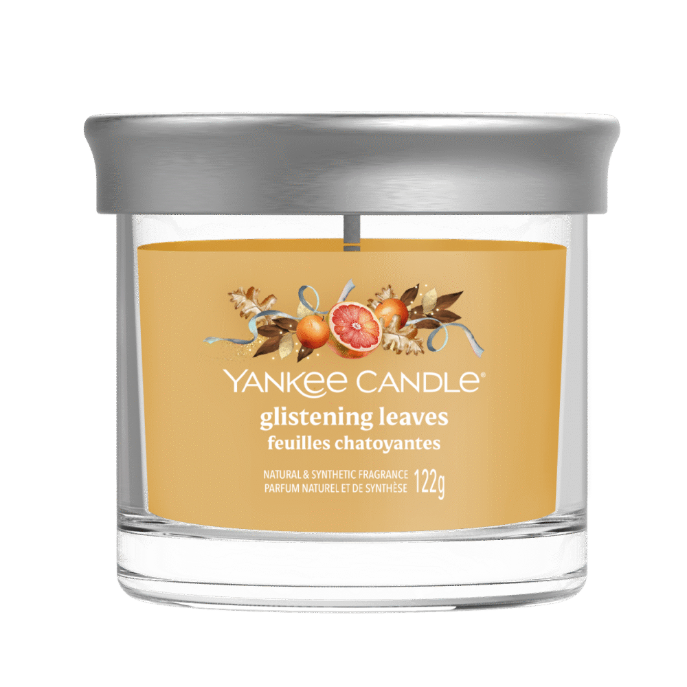 Yankee Candle i glasburk med doften Glistening Leaves, 122g.