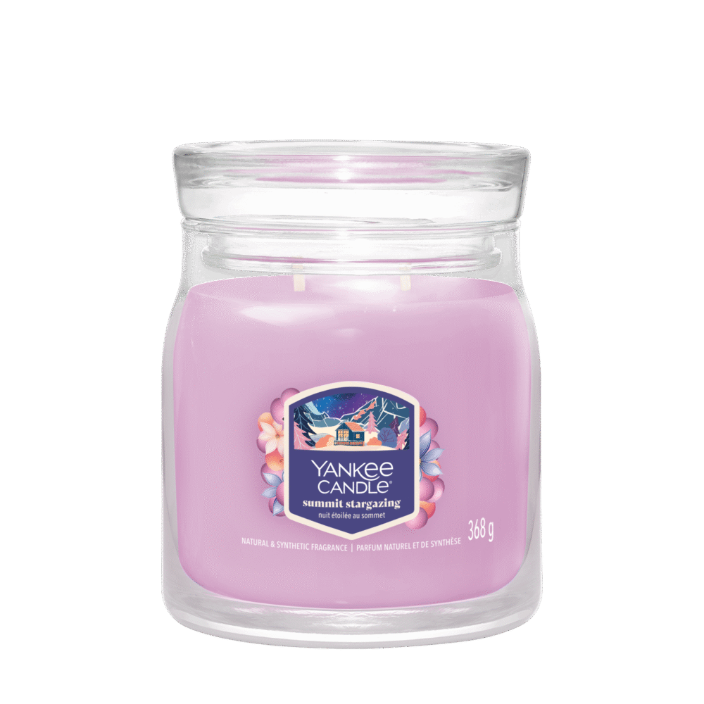 Pink Yankee Candle i glasburk, doft Summit Stargazing, 368g.