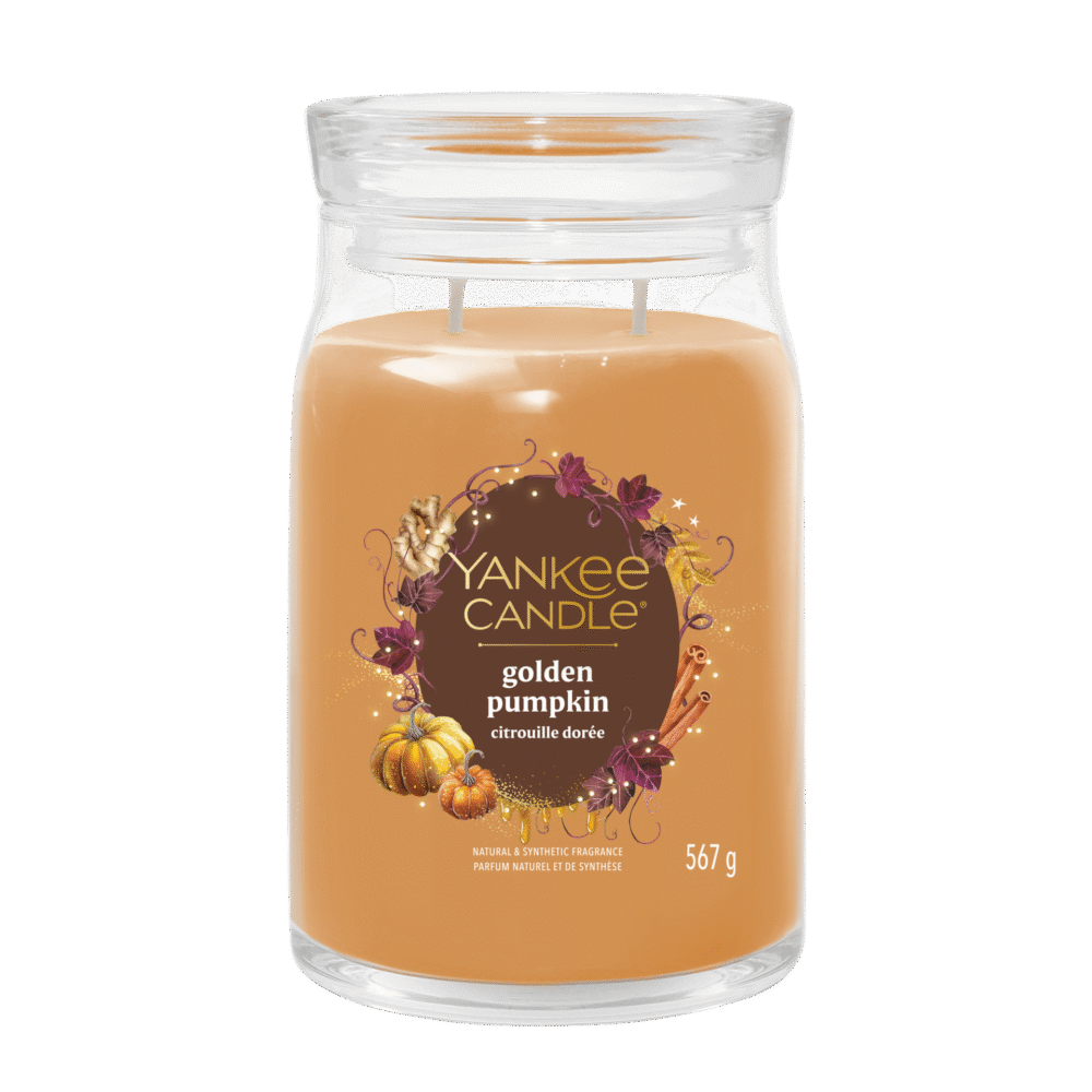 Yankee Candle Golden Pumpkin doftljus i glasburk, höstlig arom.