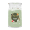 Glasburk med grönt ljus, etikett: Yankee Candle Enchanted Orchard, 567 g.