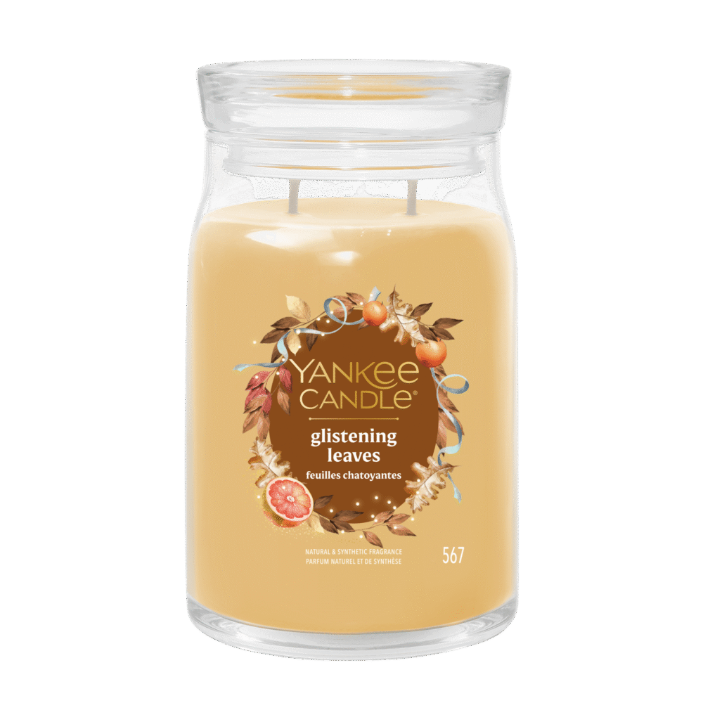 Yankee Candle Glistening Leaves doftljus i glasburk.